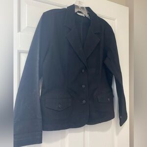 Chicos black denim blazer size 1